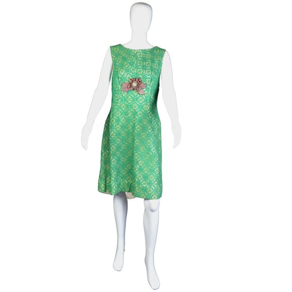Estate Collection/Vintage 1960s Green Eyelet A-Line Dress Size 18 Awesome! - Picture 2 of 14